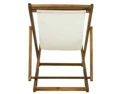 Conjunto De 2 Espreguiçadeiras Chilenas Dobraveis Em Acacia Cor Branco E Natural - Prato