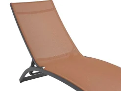 Conjunto De 2 Espreguiçadeiras Com Varias Posicoes Aluminio E Têxtileno Terracota - Saranda De Mylia