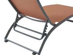 Conjunto De 2 Espreguiçadeiras Com Varias Posicoes Aluminio E Têxtileno Terracota - Saranda De Mylia