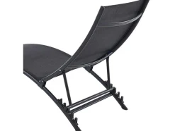 Conjunto De 2 Espreguiçadeiras Empilhaveis Em Aluminio E Têxtileno Preto - Zensia
