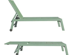 Conjunto De 2 Espreguiçadeiras Barbados Em Salvia Verde Têxtilene - Aluminio Salvia Verde