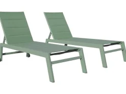 Conjunto De 2 Espreguiçadeiras Barbados Em Salvia Verde Têxtilene - Aluminio Salvia Verde