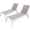 Conjunto De 2 Espreguiçadeiras Barbados Em Taupe Têxtilene - Aluminio Branco