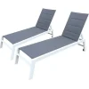 Conjunto De 2 Espreguiçadeiras Barbados Em Têxtileno Cinzento - Aluminio Branco