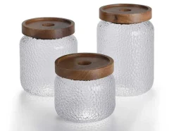 Conjunto De 3 Frascos Para Conservacao De Alimentos 3 Tamanhos Vidro Transparente - Festini