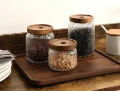 Conjunto De 3 Frascos Para Conservacao De Alimentos 3 Tamanhos Vidro Transparente - Festini