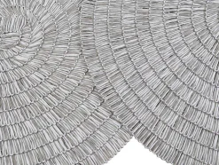 Conjunto De 6 Individuais De Mesa Redondos Em Papel Entrancado, Cinzento E Branco - Fylat