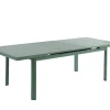 Conjunto De Jantar De Jardim Em Aluminio, Uma Mesa Extensivel 180/240 Cm E 8 Cadeiroes Empilhaveis Com Apoios De Braco Em Acacia Verde-Amendoa - Nauru