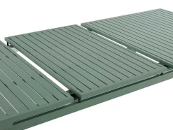 Conjunto De Jantar De Jardim Em Aluminio, Uma Mesa Extensivel 180/240 Cm E 8 Cadeiroes Empilhaveis Com Apoios De Braco Em Acacia Verde-Amendoa - Nauru