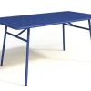 Conjunto De Jantar De Jardim Em Metal, Uma Mesa C. 160 Cm Com 2 Cadeiroes Empilhaveis E 4 Cadeiras Empilhaveis Azul-Escuro - Mirmande