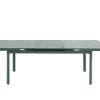 Conjunto De Jantar De Jardim Em Aluminio, Mesa Extensivel 180/240Cm, 6 Cadeiroes Empilhaveis Com Apoios De Bracos Em Acacia Verde-Amendoa - Nauru