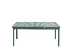Conjunto De Jantar De Jardim Em Aluminio, Mesa Extensivel 180/240Cm, 6 Cadeiroes Empilhaveis Com Apoios De Bracos Em Acacia Verde-Amendoa - Nauru