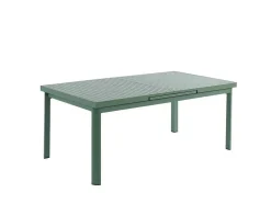 Conjunto De Jantar De Jardim Em Aluminio, Mesa Extensivel 180/240Cm, 6 Cadeiroes Empilhaveis Com Apoios De Bracos Em Acacia Verde-Amendoa - Nauru