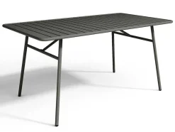 Conjunto De Jantar De Jardim Em Metal, Uma Mesa C. 160 Cm E 4 Cadeiras Empilhaveis, Cinzento-Escuro - Mirmande