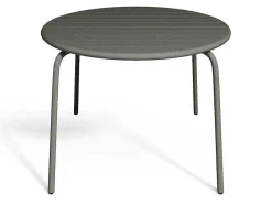 Conjunto De Jantar De Jardim Em Metal, Uma Mesa D. 110 Cm E 4 Cadeiras Empilhaveis, Cinzento-Escuro - Mirmande