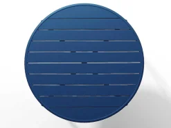Conjunto De Jantar De Jardim Em Metal, Uma Mesa D. 110 Cm E 4 Cadeiras Empilhaveis Azul-Escuro - Mirmande
