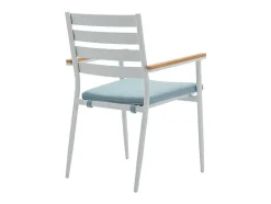 Conjunto De Jantar De Jardim Madeira E Aluminio: Uma Mesa D.110 Cm E 4 Cadeiroes, Branco E Natural Claro - Miami De Mylia