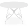 Conjunto De Jantar De Jardim Metal Acabamento Ferro Forjado, Uma Mesa D120 Cm E 4 Cadeiroes Empilhaveis Branco - Guermantes De Mylia
