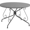 Conjunto De Jantar De Jardim Metal Acabamento Ferro Forjado, Uma Mesa D120 Cm E 4 Cadeiroes Empilhaveis Antracite - Guermantes De Mylia