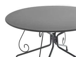 Conjunto De Jantar De Jardim Metal Acabamento Ferro Forjado, Uma Mesa D120 Cm E 4 Cadeiroes Empilhaveis Antracite - Guermantes De Mylia