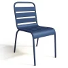 Conjunto De Jardim De Jardim Em Metal, Uma Mesa C. 160 Cm E 4 Cadeiras Empilhaveis Azul-Escuro - Mirmande
