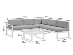 Conjunto De Jardim Em Aluminio: Mesa De Centro E Sofá De Canto Levadico, 6 Lugares Cinzento - Palaos Ii