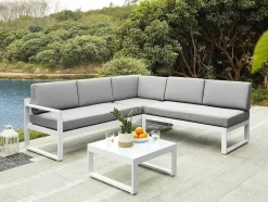 Conjunto De Jardim Em Aluminio: Mesa De Centro E Sofá De Canto Levadico, 6 Lugares Cinzento - Palaos Ii
