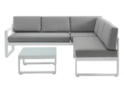 Conjunto De Jardim Em Aluminio: Mesa De Centro E Sofá De Canto Levadico, 6 Lugares Cinzento - Palaos Ii