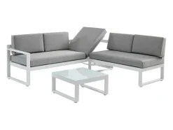 Conjunto De Jardim Em Aluminio: Mesa De Centro E Sofá De Canto Levadico, 6 Lugares Cinzento - Palaos Ii
