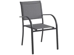 Conjunto De Jardim Em Aluminio, Uma Mesa C. 150 Cm E 6 Cadeiroes, Cinzento Antracite - Jolane