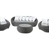 Conjunto De Jardim Em Resina Entrancada: Sofá, 2 Cadeiroes E Mesa De Centro - Whiteheaven