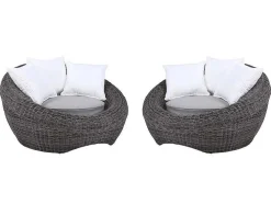Conjunto De Jardim Em Resina Entrancada: Sofá, 2 Cadeiroes E Mesa De Centro - Whiteheaven