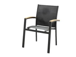Conjunto De Jardim Mesa E Cadeiras De Jardim Em Aluminio: Uma Mesa Extensivel 180/240 Cm E 8 Cadeiras Empilhaveis - Cinza Escuro - Nauru