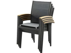 Conjunto De Jardim Mesa E Cadeiras De Jardim Em Aluminio: Uma Mesa Extensivel 180/240 Cm E 8 Cadeiras Empilhaveis - Cinza Escuro - Nauru