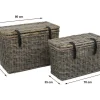 Conjunto De 2 Malas Em Kubu De C80 X L45 X A55 Cm E C70 X L35 X A45 Cm Cor Cinza Natural - Nefta