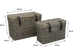 Conjunto De 2 Malas Em Kubu De C80 X L45 X A55 Cm E C70 X L35 X A45 Cm Cor Cinza Natural - Nefta