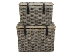 Conjunto De 2 Malas Em Kubu De C80 X L45 X A55 Cm E C70 X L35 X A45 Cm Cor Cinza Natural - Nefta