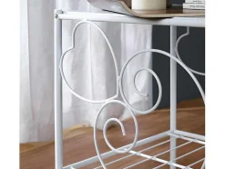 Conjunto De 2 Mesas De Cabeceira Romanticas, 1 Prateleira, Metal Branco - Vivian