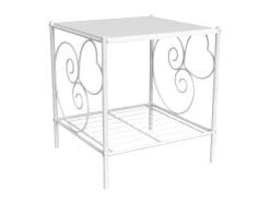 Conjunto De 2 Mesas De Cabeceira Romanticas, 1 Prateleira, Metal Branco - Vivian
