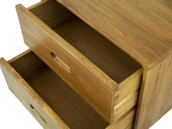 Conjunto De 2 Mesas De Cabeceira Com 2 Gavetas, Madeira De Mindi, Cor Natural - Ponida