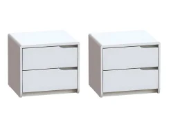 Conjunto De 2 Mesas De Cabeceira, 2 Gavetas, Mdf Branco - Lucile Ii