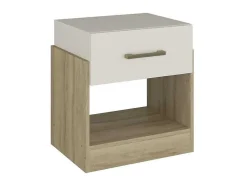 Conjunto De 2 Mesas De Cabeceira Com 1 Gaveta E 1 Prateleira, Cor Natural E Marfim - Bodil Ii