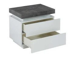 Conjunto De 2 Mesas De Cabeceira Com 2 Gavetas Mdf Lacado, Leds, Cor Branco E Cinzento-Cimento - Halo Ii