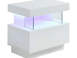 Conjunto De 2 Mesas De Cabeceira Com 1 Gaveta E 1 Prateleira, Leds, Mdf Lacado A Branco - Fabio Ii