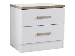 Conjunto De 2 Mesas De Cabeceira Com 2 Gavetas Branco E Natural - Skaido