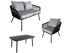 Conjunto De Moveis De Corda Ouvea Cinzento Escuro - 4 Lugares
