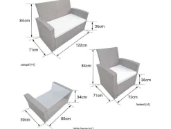 Conjunto De Moveis De Jardim Em Resina Cinzenta Comino 4 Lugares - Almofadas Cinzentas