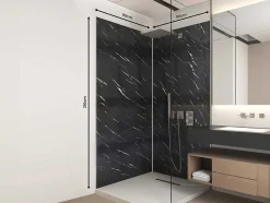 Conjunto De 2 Paineis De Parede De Duche Efeito Marmore Aluminio Com Perfis 2 X L90 X A120 - Eneko