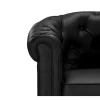 Conjunto De 2 Poltronas Em Pele Sintética Preto - Chesterfield