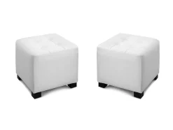 Conjunto De 2 Pufes Ernest Em Pele Sintética - Branco